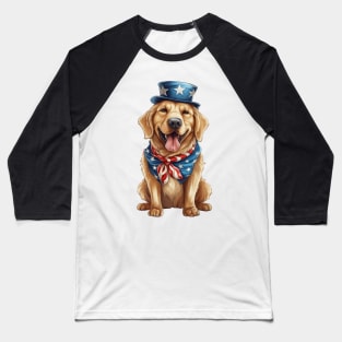 4th of July Golden Retriever Baseball T-Shirt